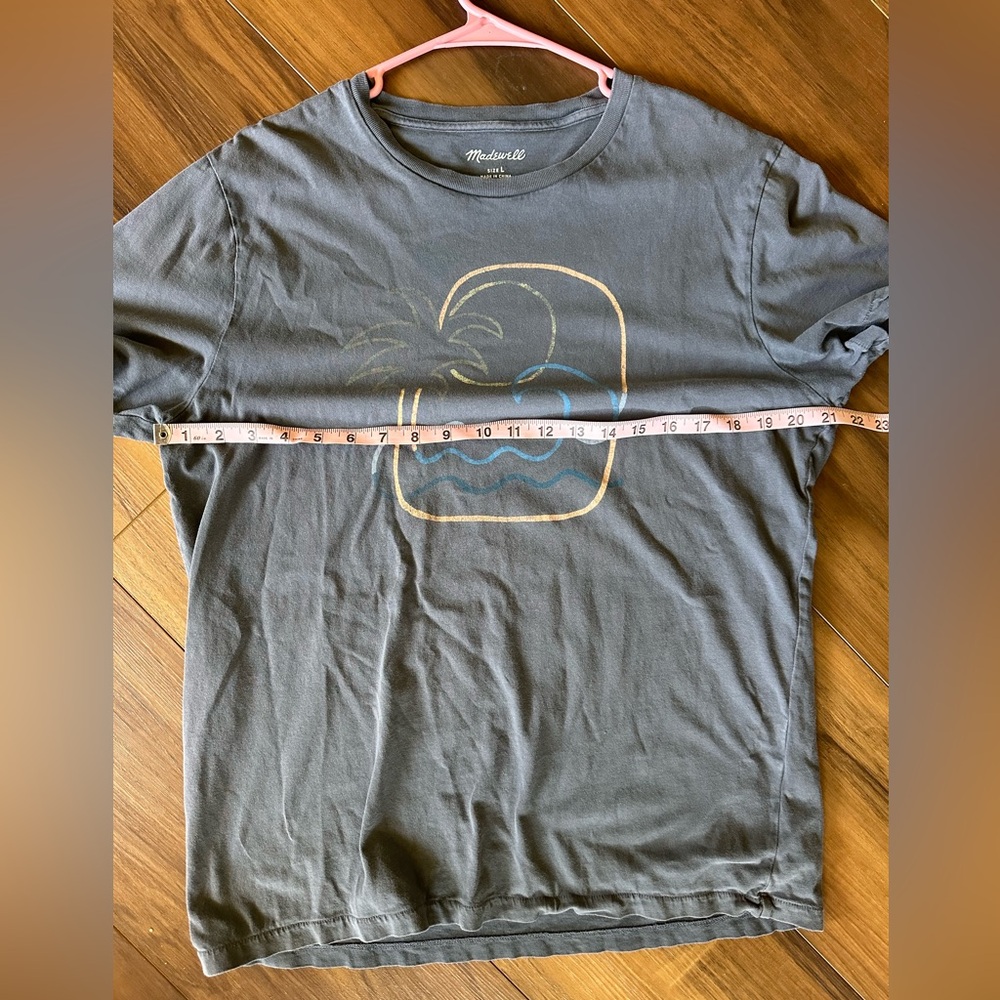 Madewell Garment-Dyed Allday Crewneck Graphic Tee - Size L Palm & Wave Graphic - Picture 4 of 7